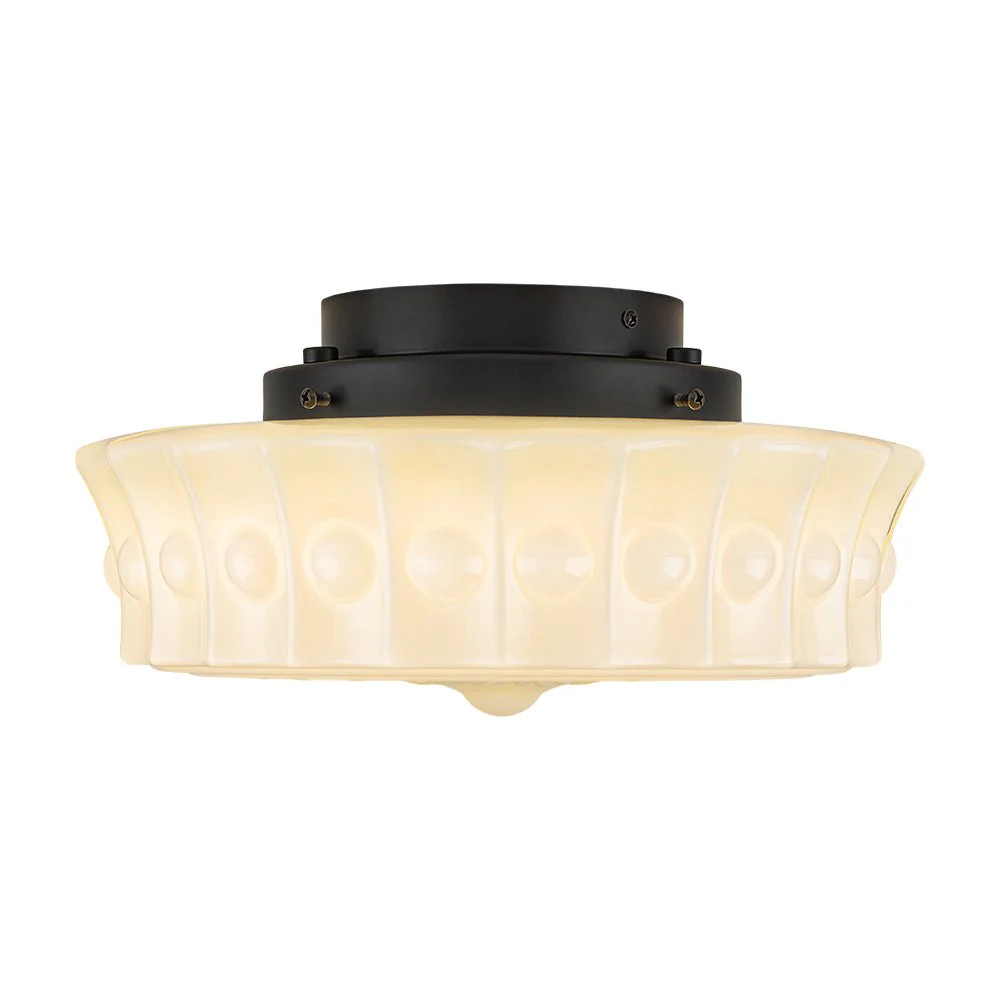 Art Deco Sculptural Milk Glass Schoolhouse LED Ceiling Light - Image 9
