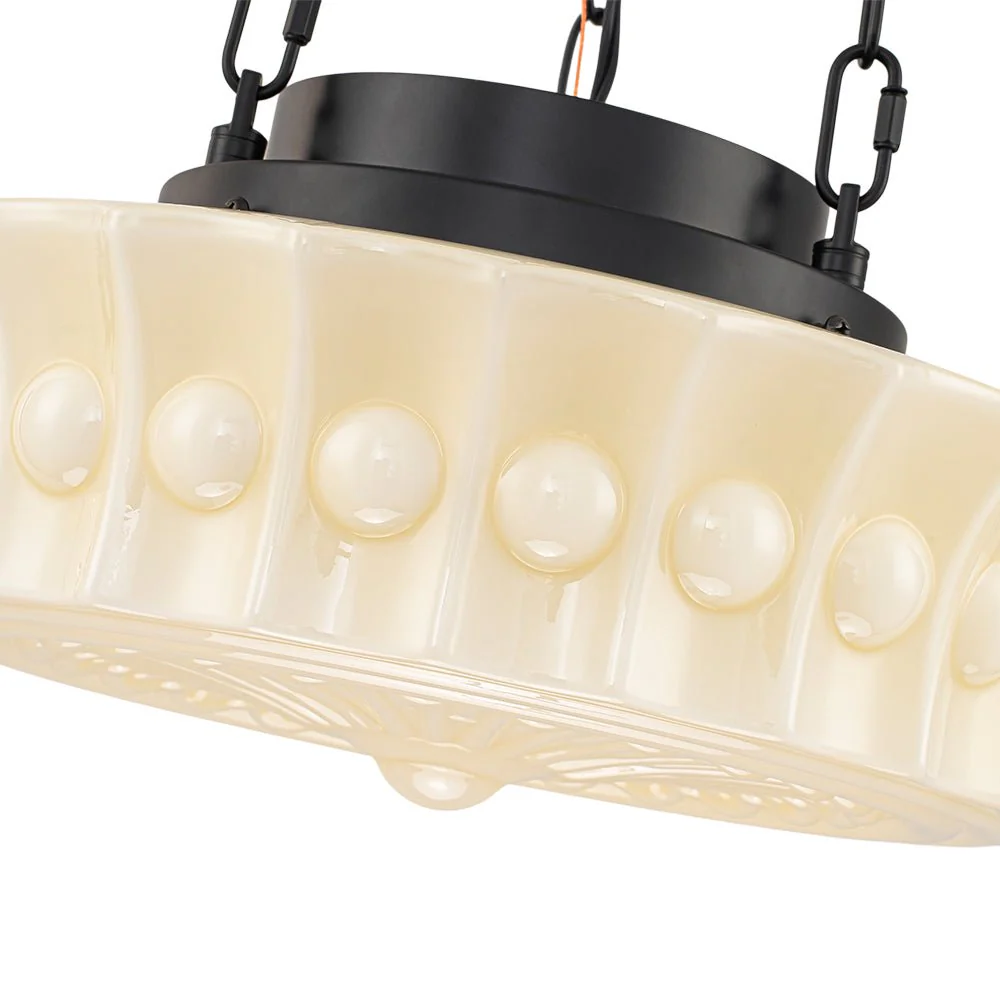 Art Deco Sculptural Milk Glass Schoolhouse LED Pendant - Image 14