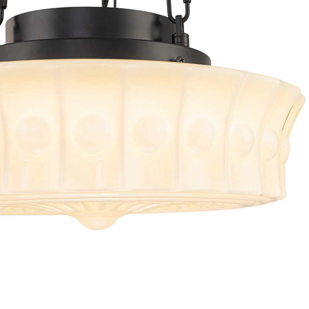 Art Deco Sculptural Milk Glass Schoolhouse LED Pendant - Image 15