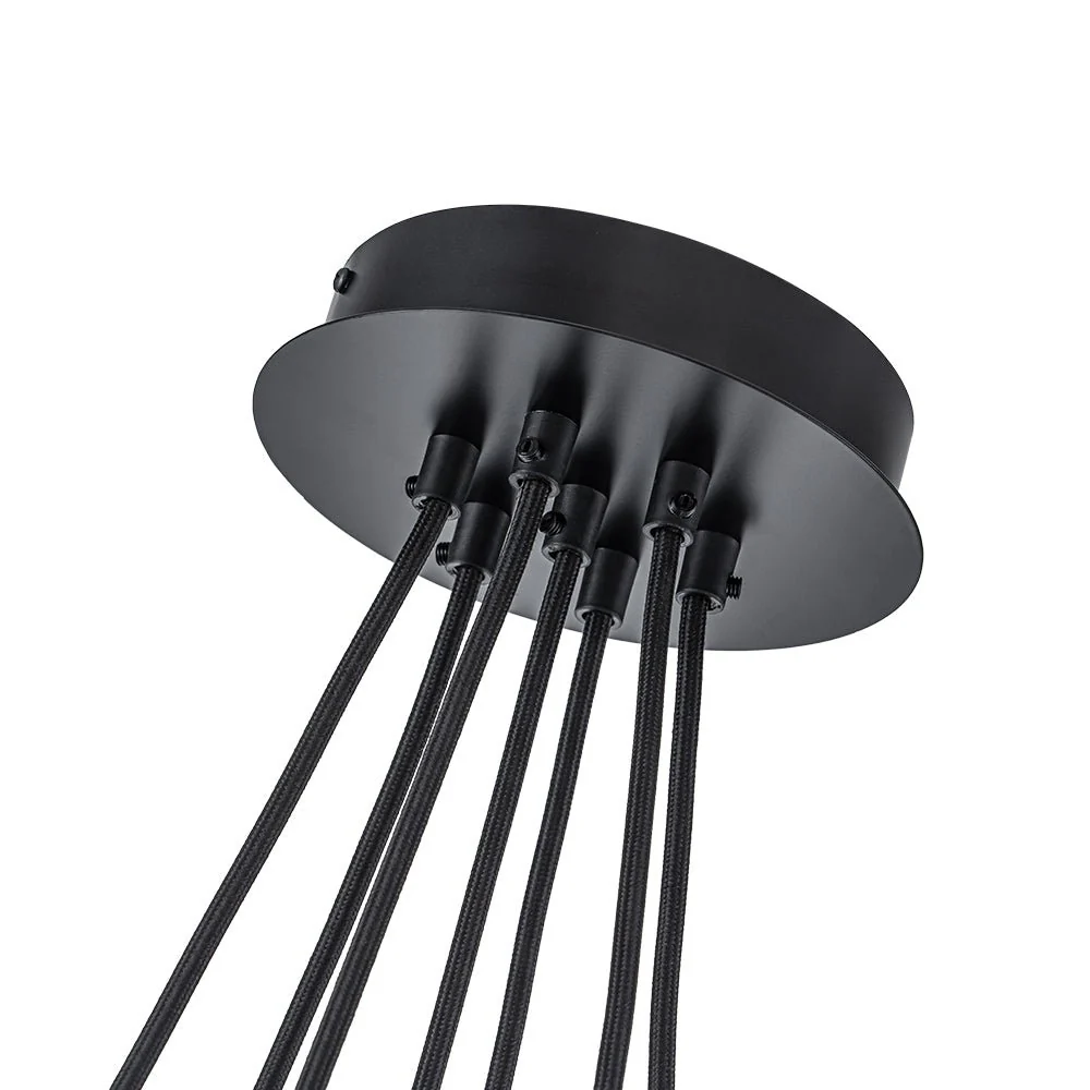 Black 7-Light Cluster Clear Glass Oval Globe Chandelier - Image 26