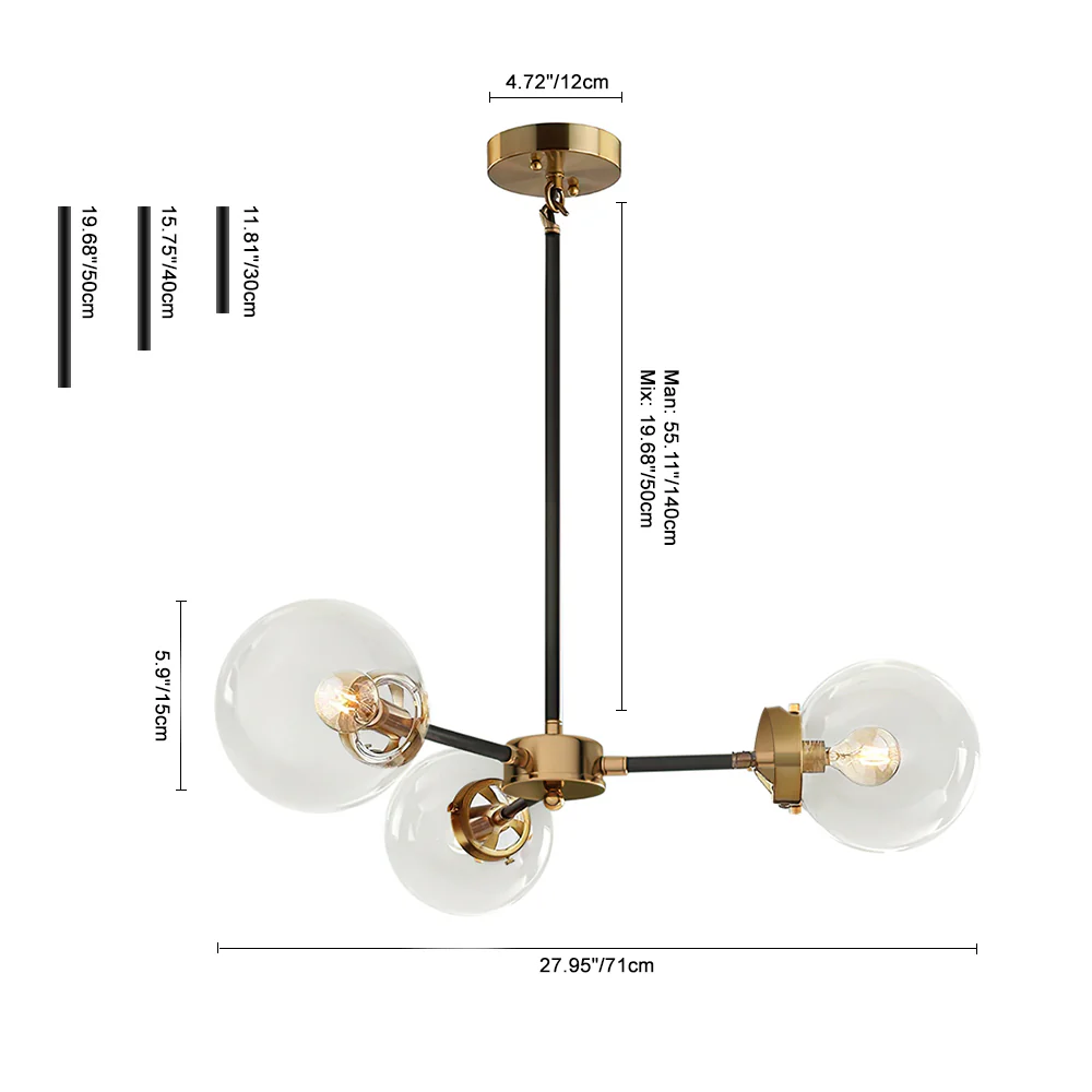 Black and Brass Mid-century Sputnik Chandelier - Image 10