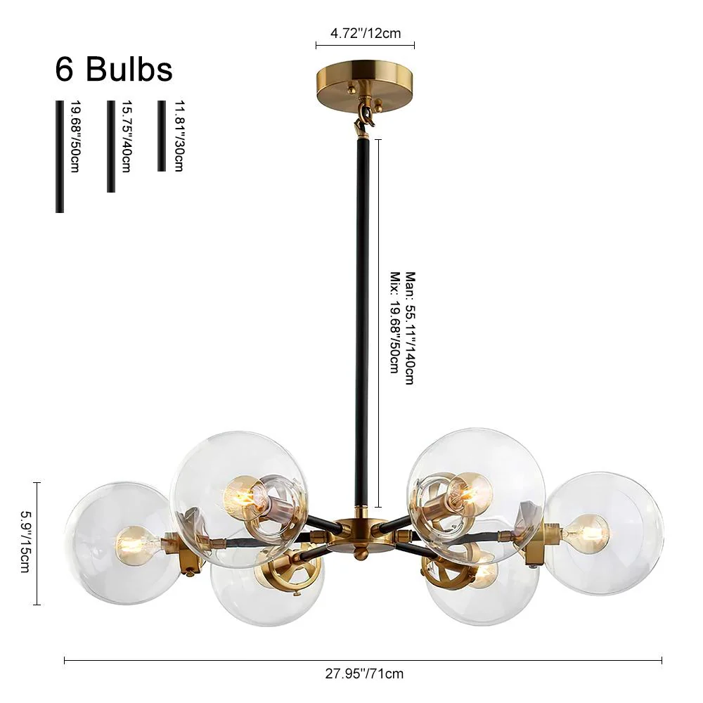 Black and Brass Mid-century Sputnik Chandelier - Image 11