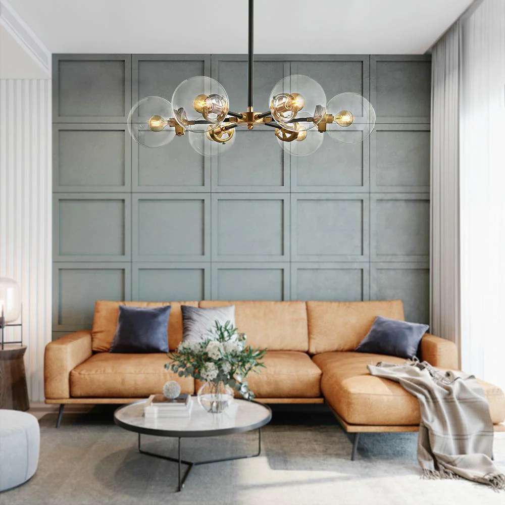 Black and Brass Mid-century Sputnik Chandelier - Image 3