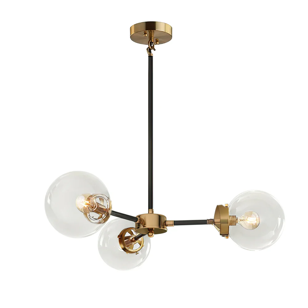 Black and Brass Mid-century Sputnik Chandelier - Image 4