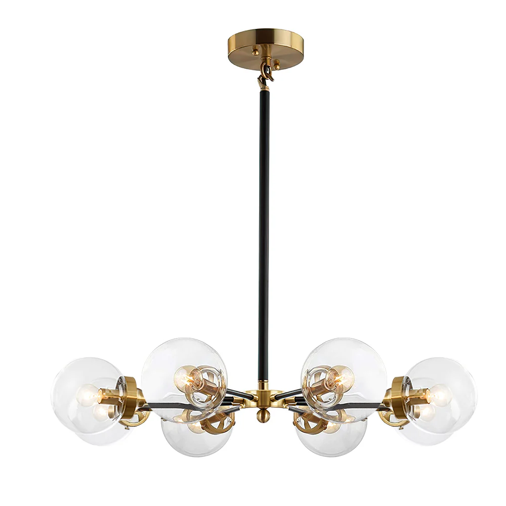Black and Brass Mid-century Sputnik Chandelier - Image 6