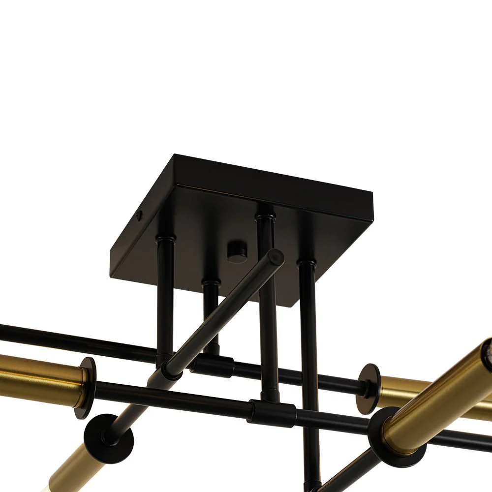 Black Brass 4-Light Sputnik Linear Semi Flush Mount - Image 12