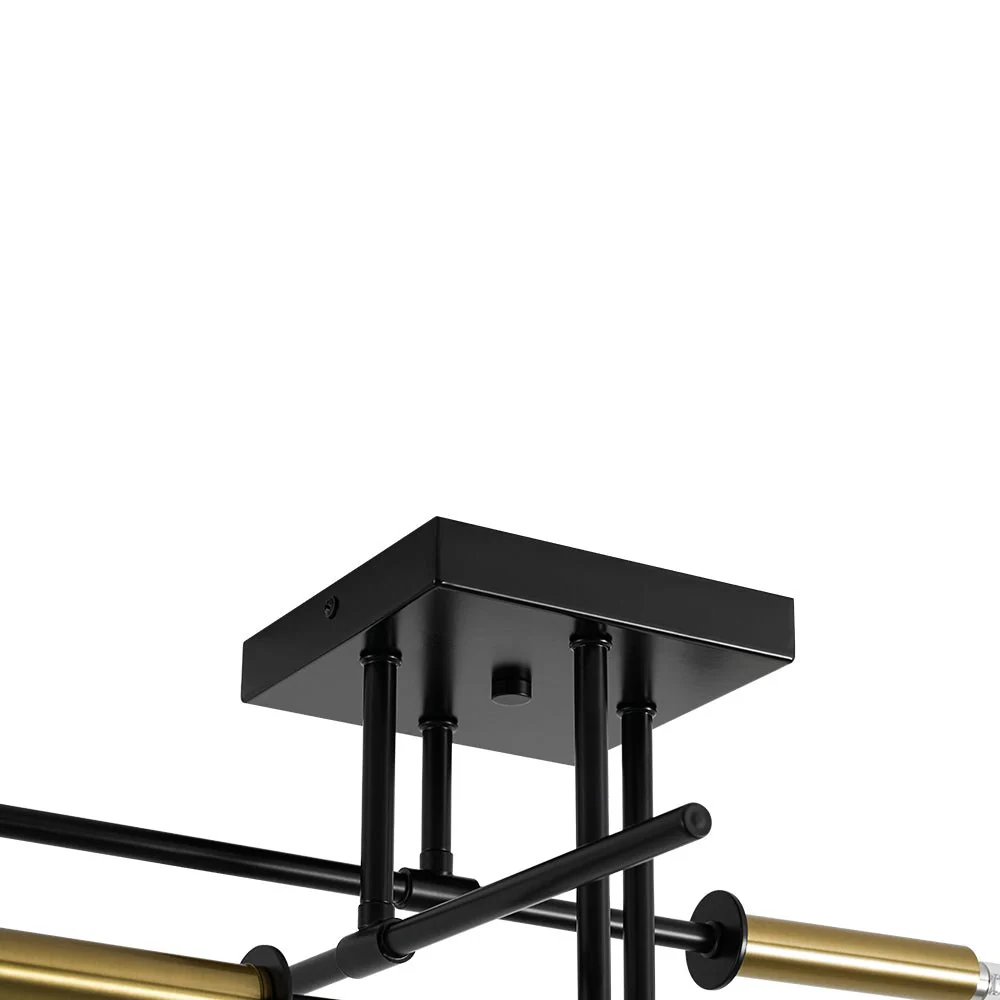 Black Brass 4-Light Sputnik Linear Semi Flush Mount - Image 15