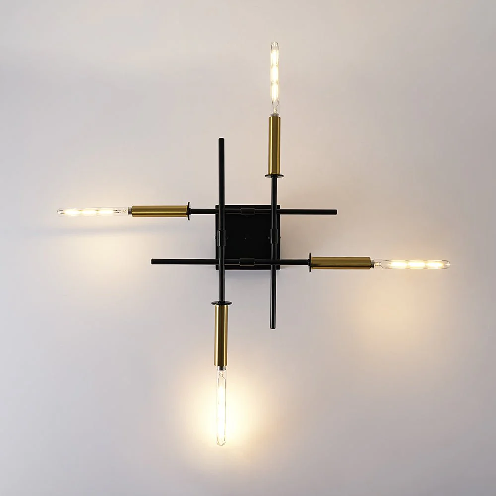 Black Brass 4-Light Sputnik Linear Semi Flush Mount - Image 16