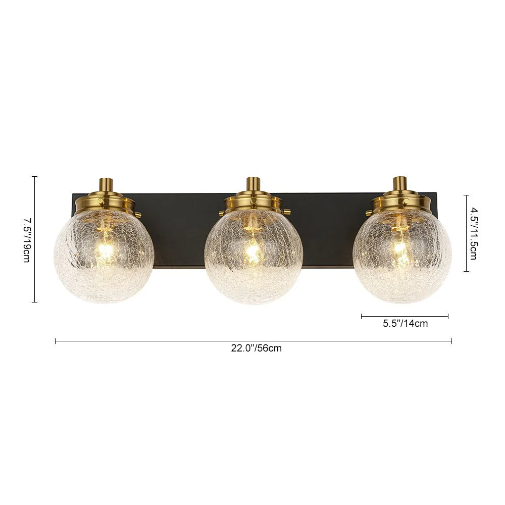 Black Brass Crackle Glass Globe Vanity Wall Lamp - Image 10