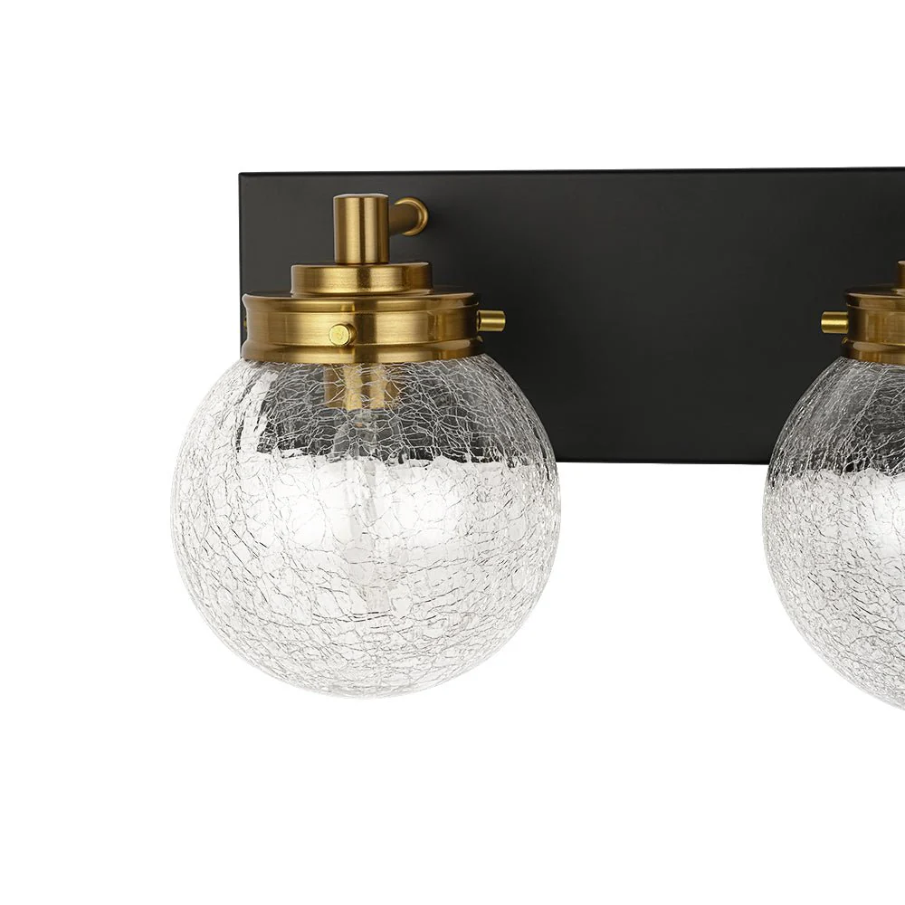 Black Brass Crackle Glass Globe Vanity Wall Lamp - Image 14