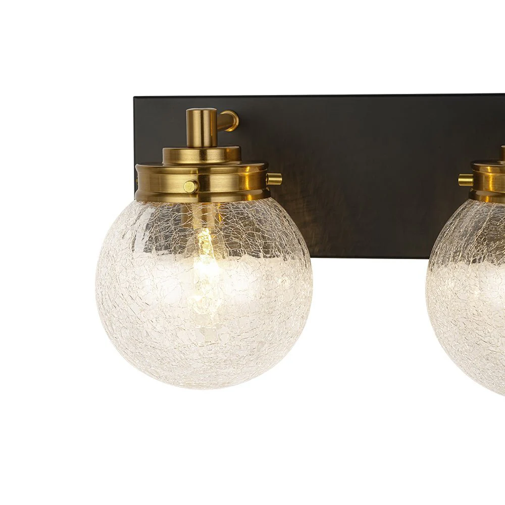 Black Brass Crackle Glass Globe Vanity Wall Lamp - Image 15
