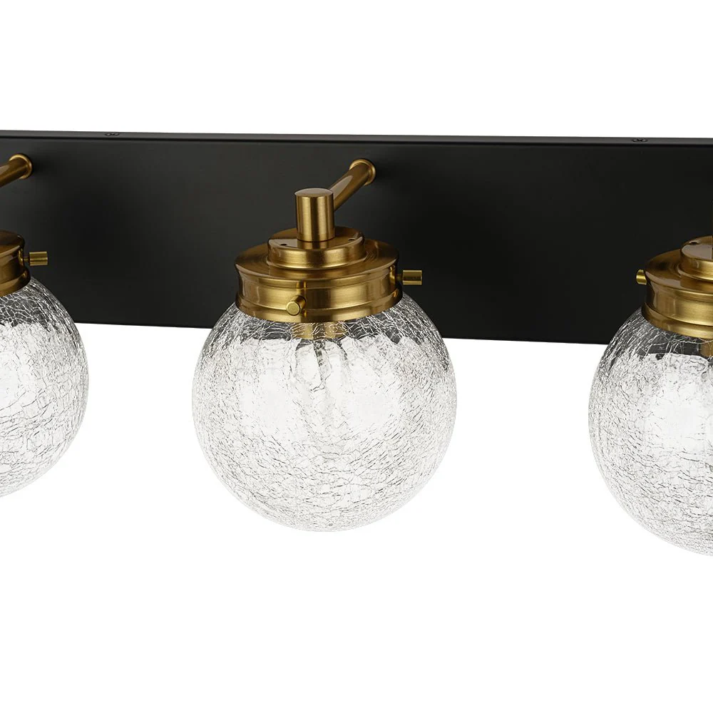 Black Brass Crackle Glass Globe Vanity Wall Lamp - Image 16