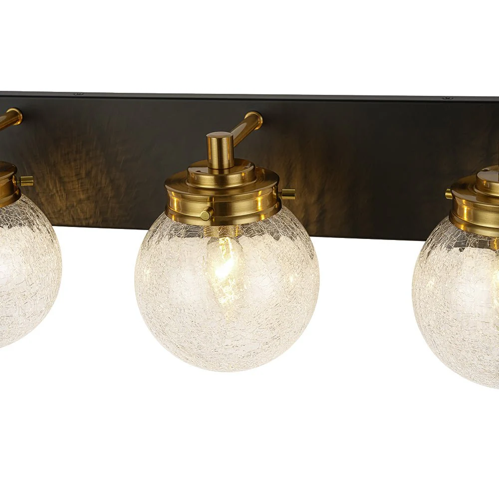 Black Brass Crackle Glass Globe Vanity Wall Lamp - Image 17