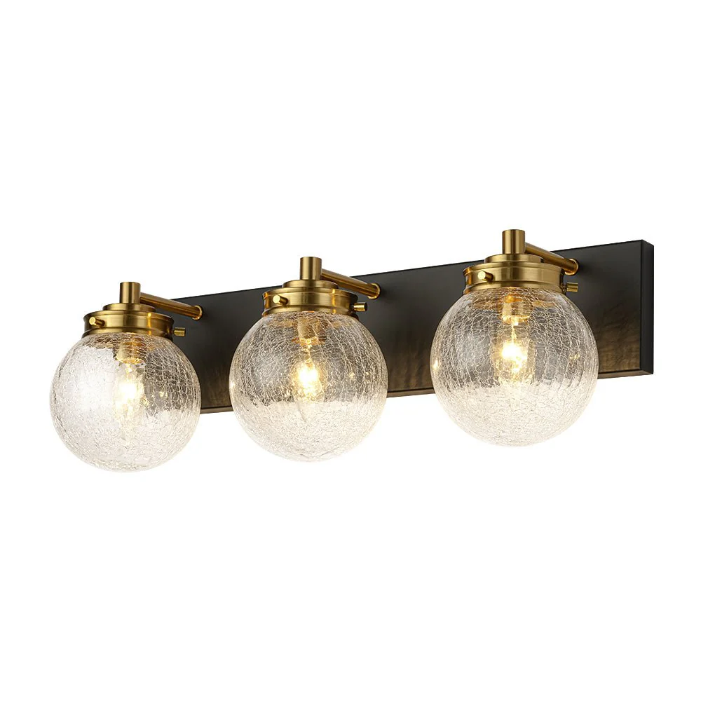 Black Brass Crackle Glass Globe Vanity Wall Lamp - Image 3