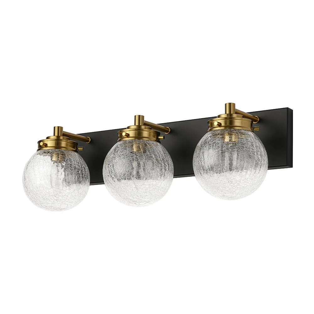 Black Brass Crackle Glass Globe Vanity Wall Lamp - Image 4