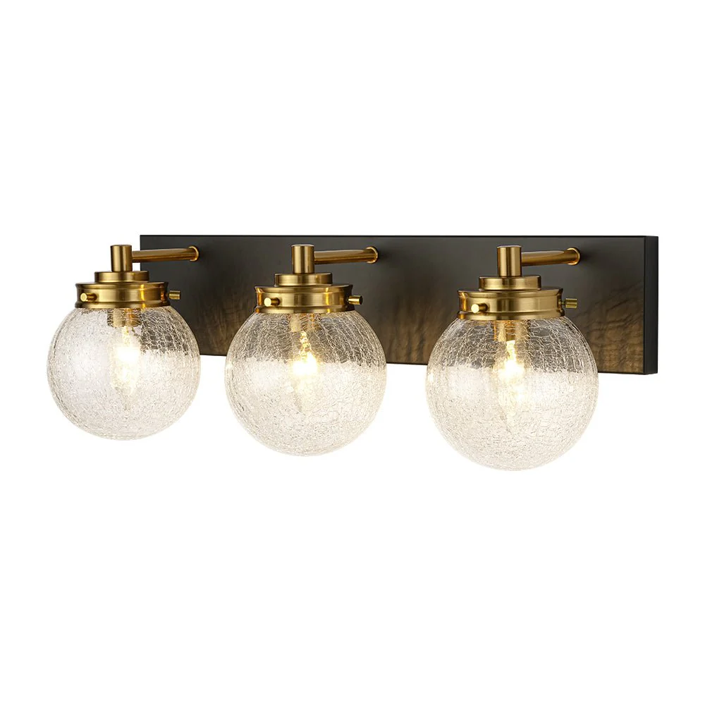 Black Brass Crackle Glass Globe Vanity Wall Lamp - Image 5