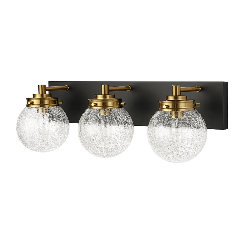 Black Brass Crackle Glass Globe Vanity Wall Lamp - Image 6