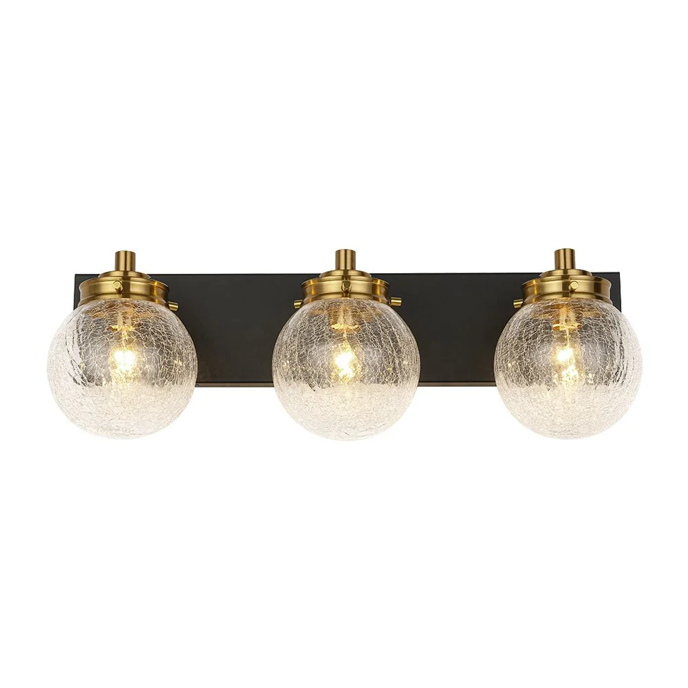 Black Brass Crackle Glass Globe Vanity Wall Lamp - Image 7