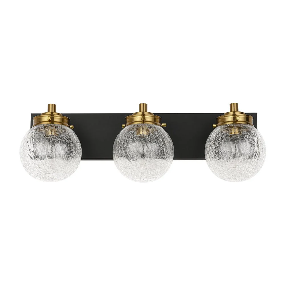 Black Brass Crackle Glass Globe Vanity Wall Lamp - Image 8