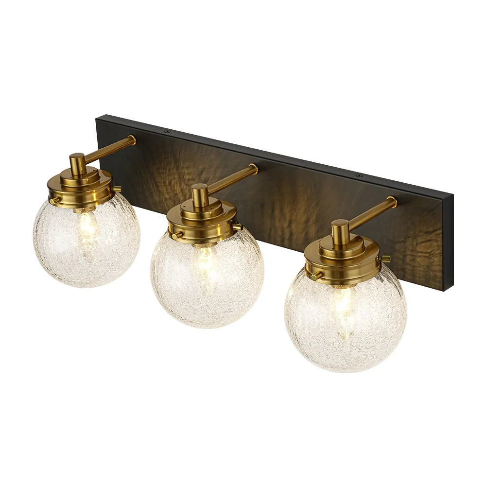 Black Brass Crackle Glass Globe Vanity Wall Lamp - Image 9