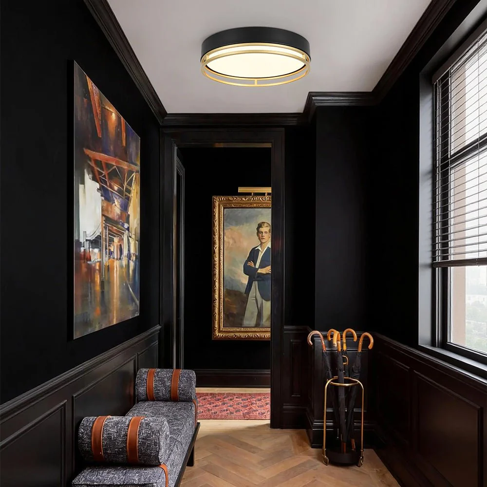 Black Gold Metal Round Dimmable LED Flush Mount Light 5CCT - Image 2