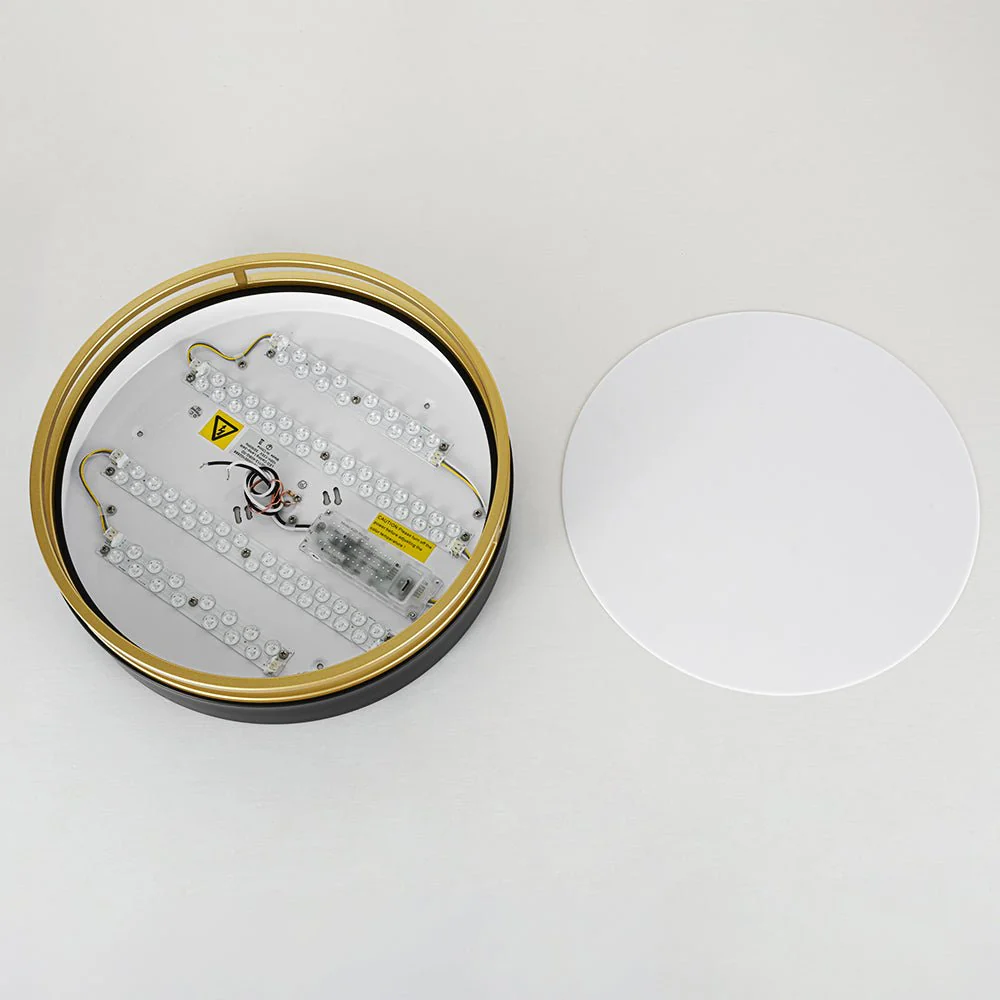 Black Gold Metal Round Dimmable LED Flush Mount Light 5CCT - Image 21