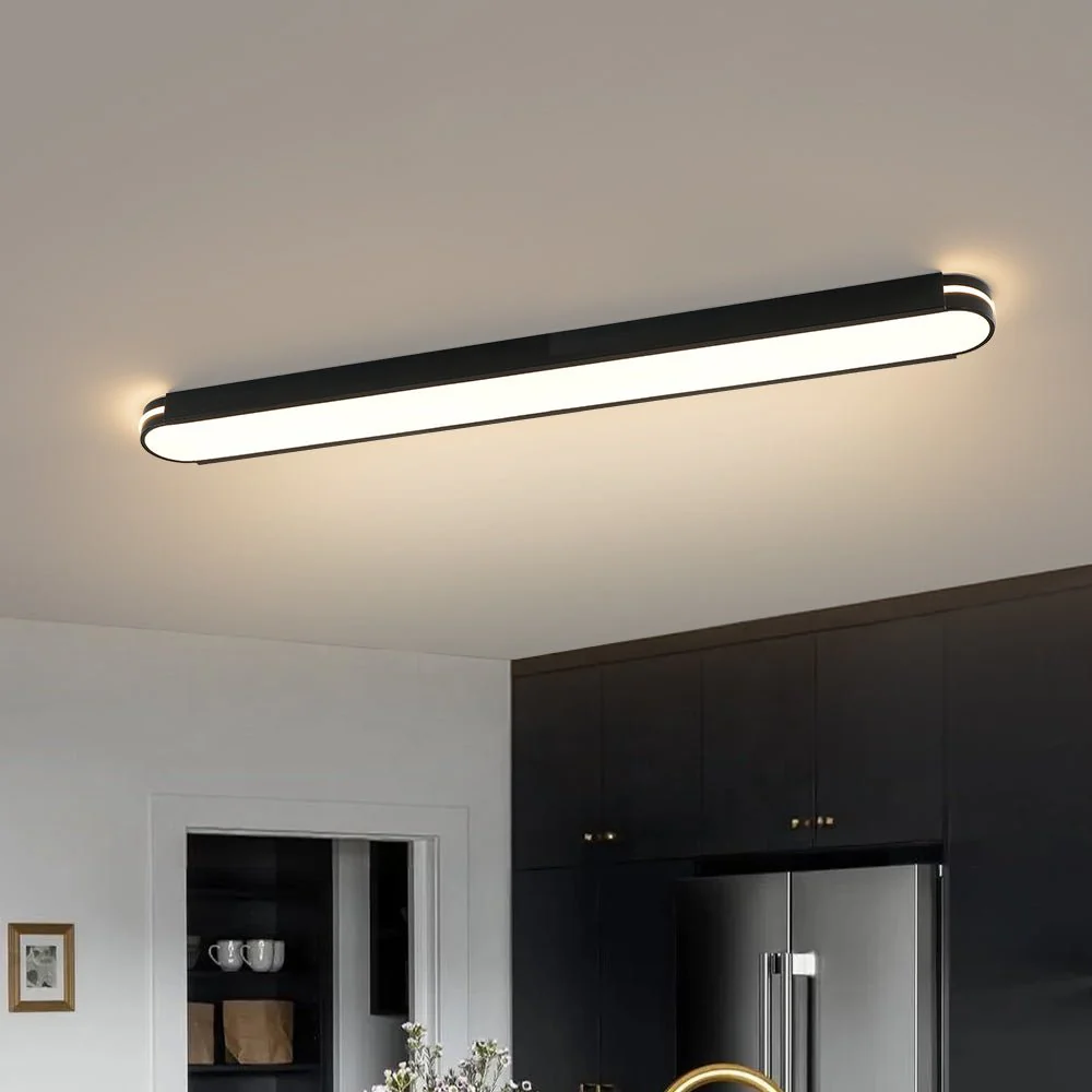 Black Minimalist Oval Dimmable LED Flush Mount Light - Image 2