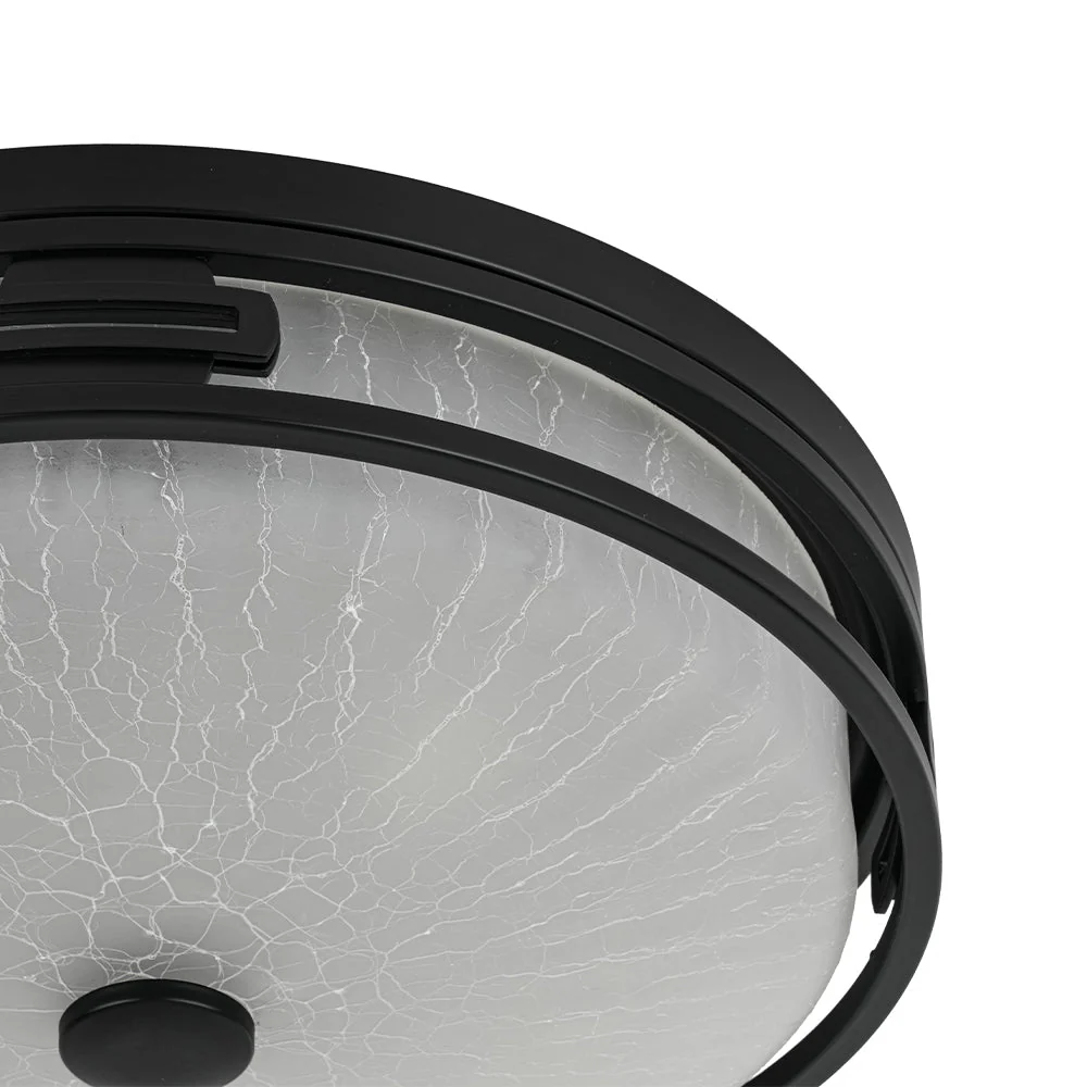 Black Round Frosted Crackled Glass Flush Mount Light - Image 10