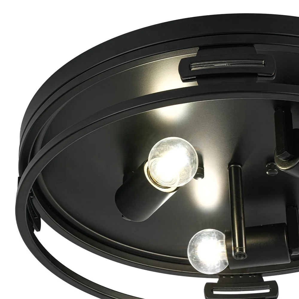 Black Round Frosted Crackled Glass Flush Mount Light - Image 11