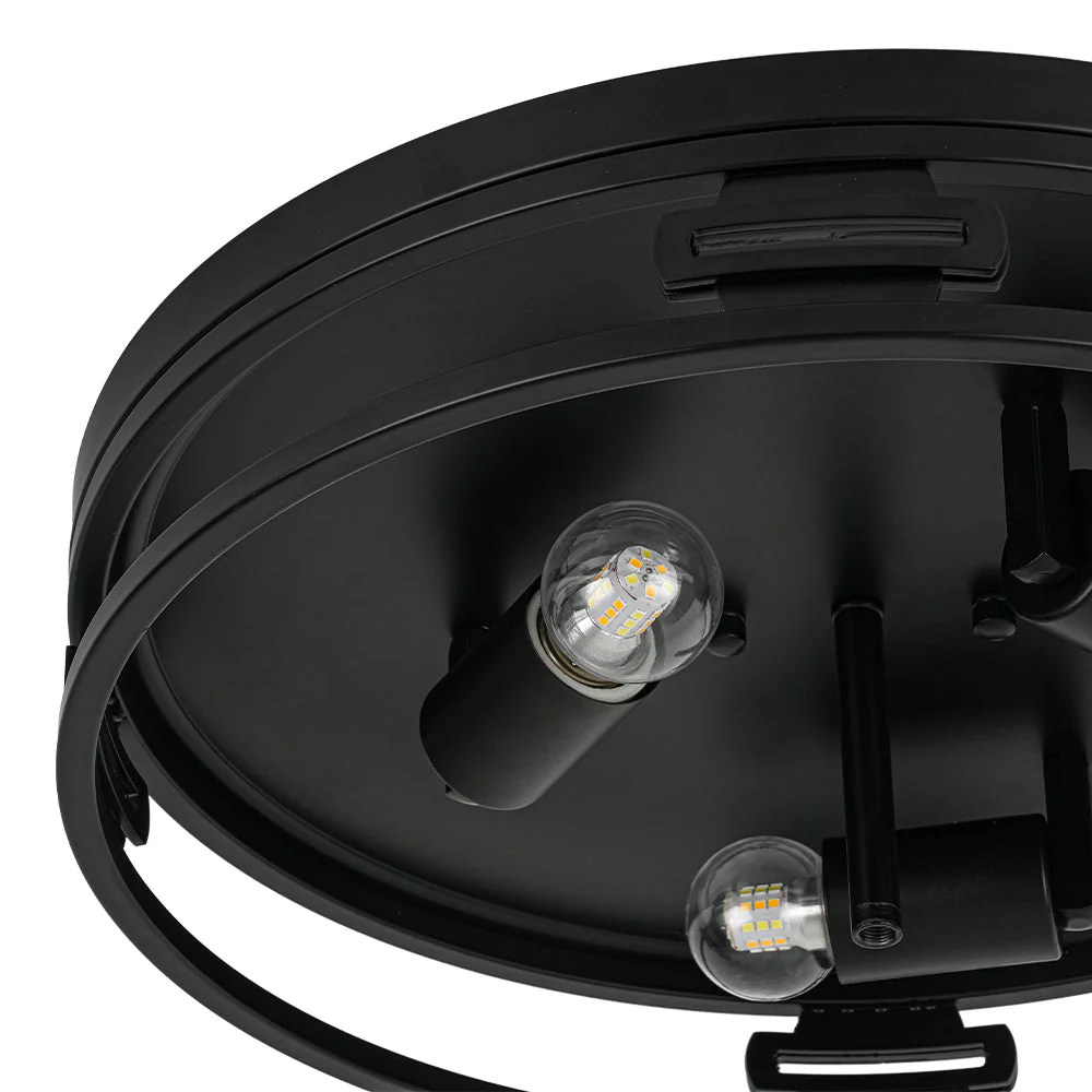 Black Round Frosted Crackled Glass Flush Mount Light - Image 12