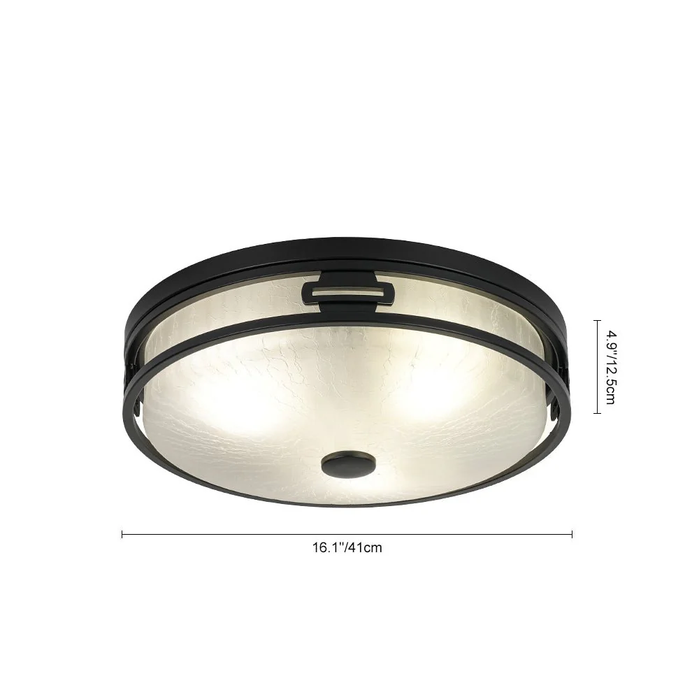 Black Round Frosted Crackled Glass Flush Mount Light - Image 16