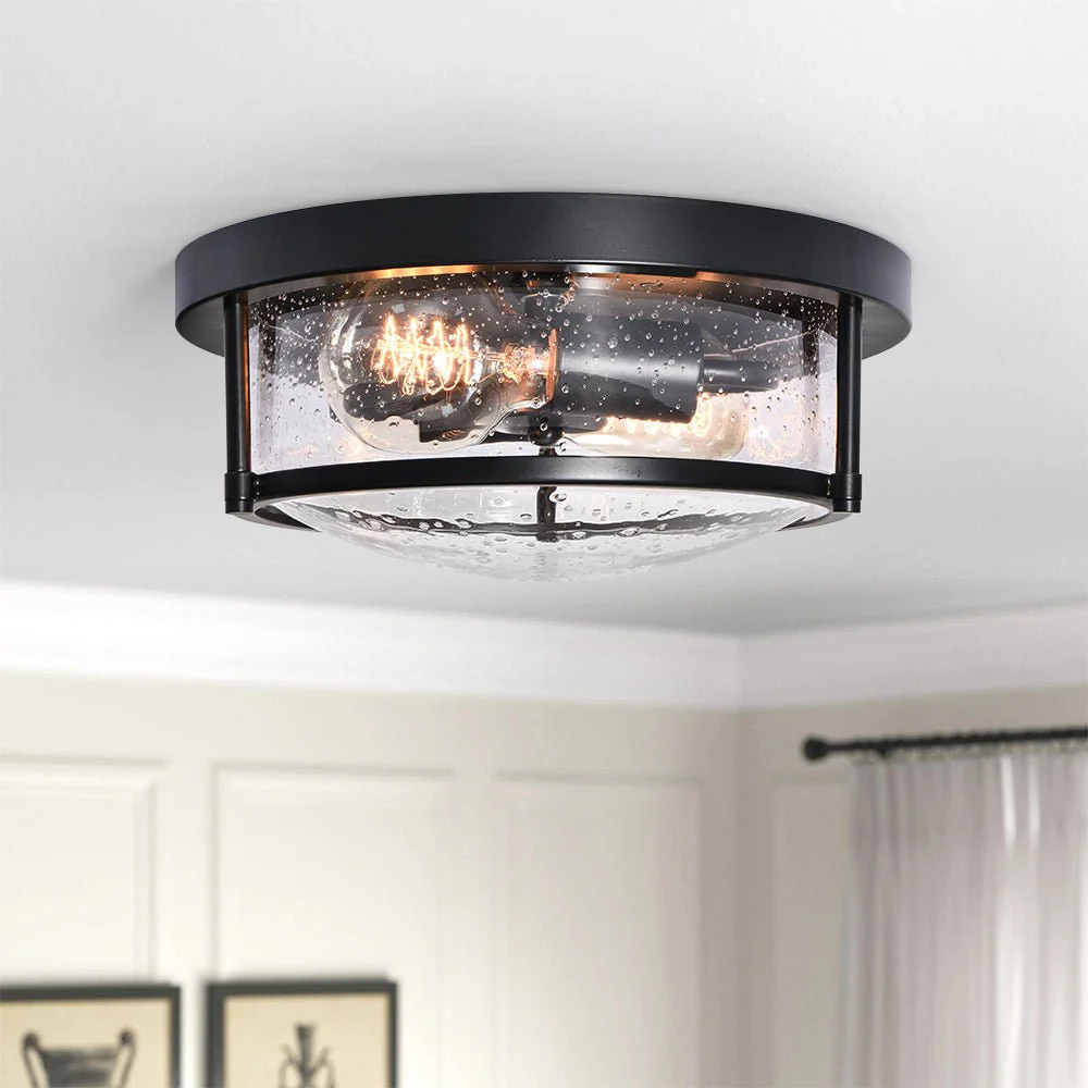 Black Seeded Glass Flush Mount - Image 3