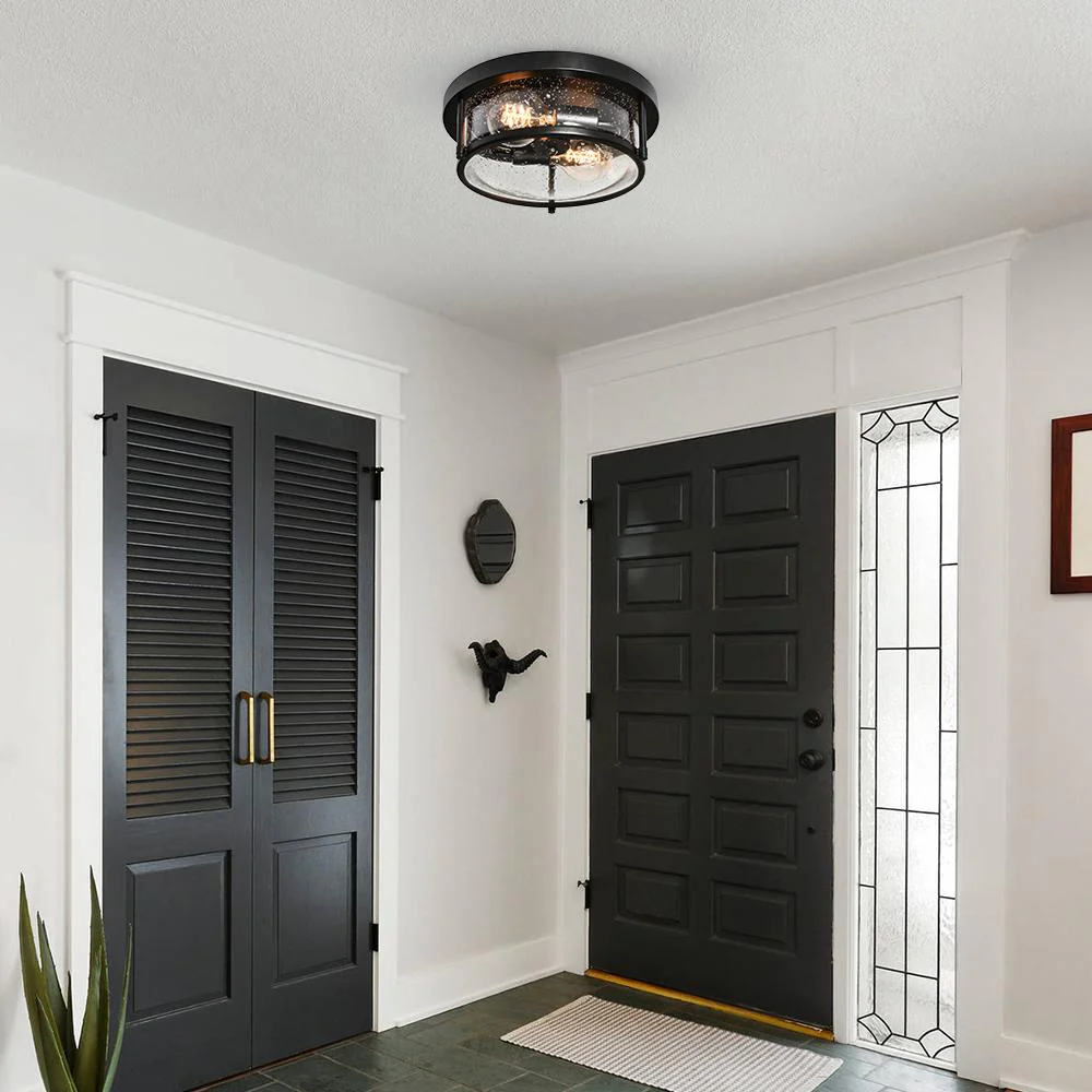 Black Seeded Glass Flush Mount - Image 4
