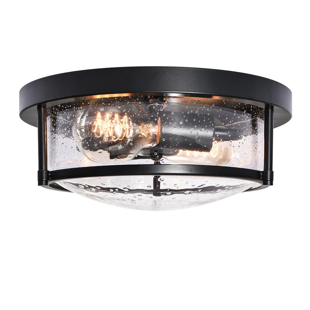 Black Seeded Glass Flush Mount - Image 5