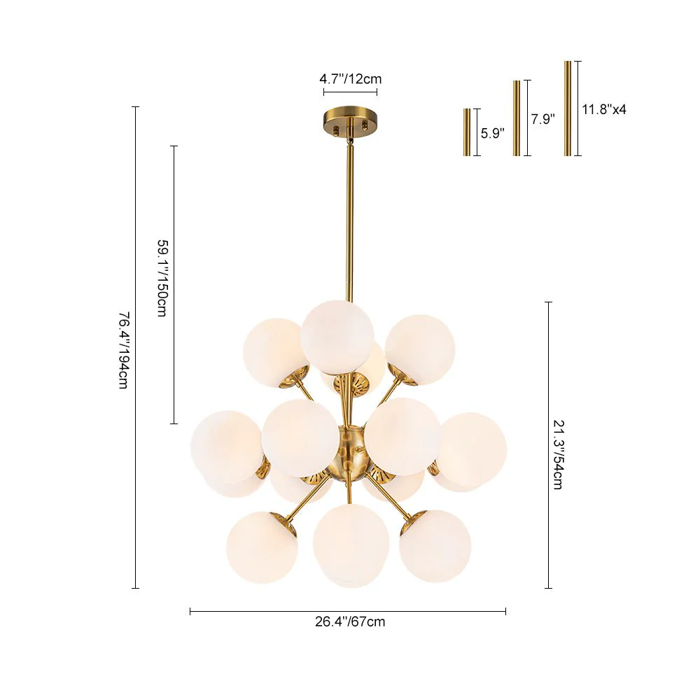 Bloom Frosted Glass Bubble Sphere Sputnik Chandelier - Image 8