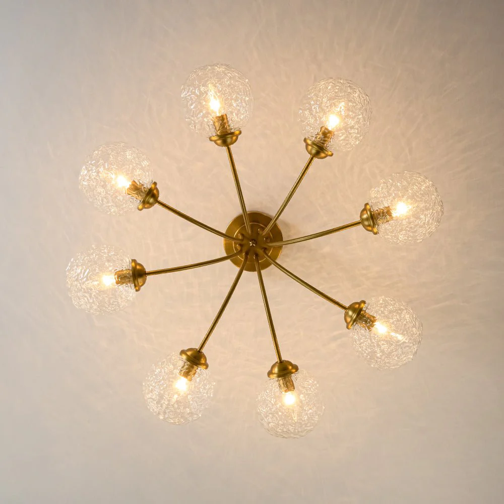 Bloom 8-Light Rippled Glass Globe Bubble Round Semi Flush - Image 10