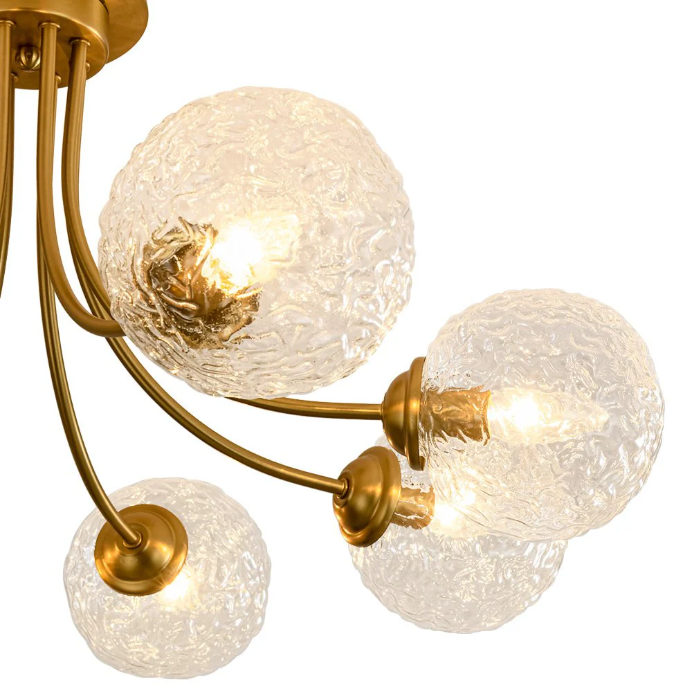 Bloom 8-Light Rippled Glass Globe Bubble Round Semi Flush - Image 12
