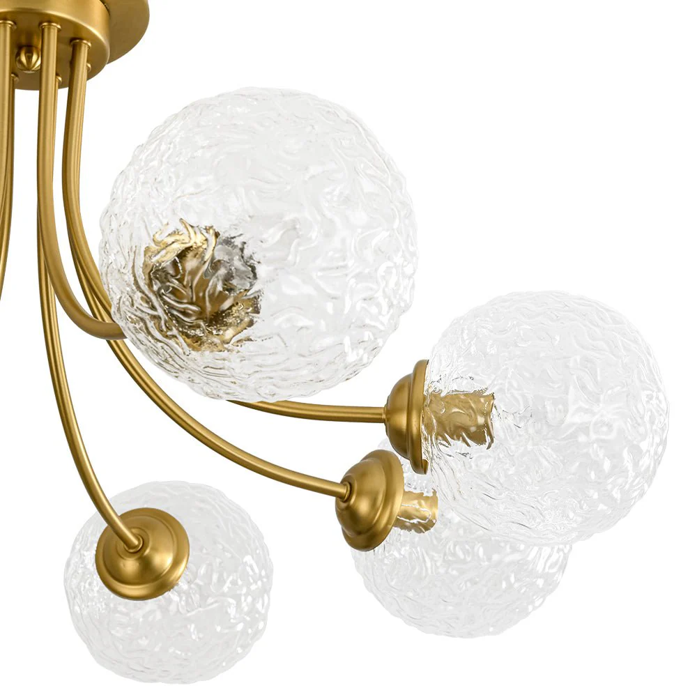 Bloom 8-Light Rippled Glass Globe Bubble Round Semi Flush - Image 13