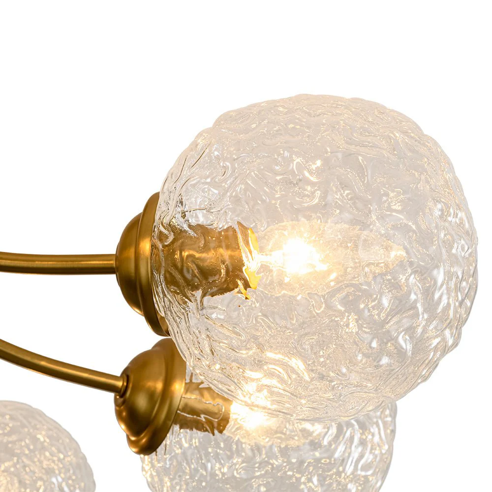 Bloom 8-Light Rippled Glass Globe Bubble Round Semi Flush - Image 14