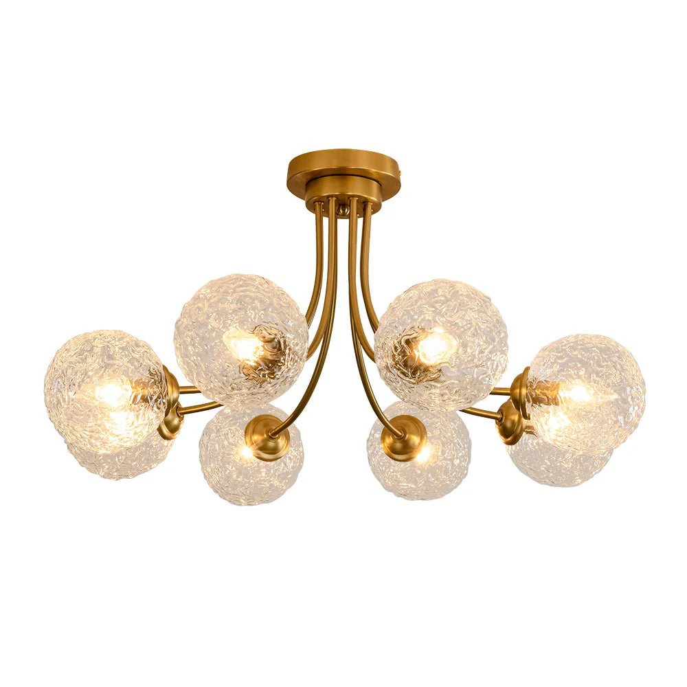 Bloom 8-Light Rippled Glass Globe Bubble Round Semi Flush - Image 3