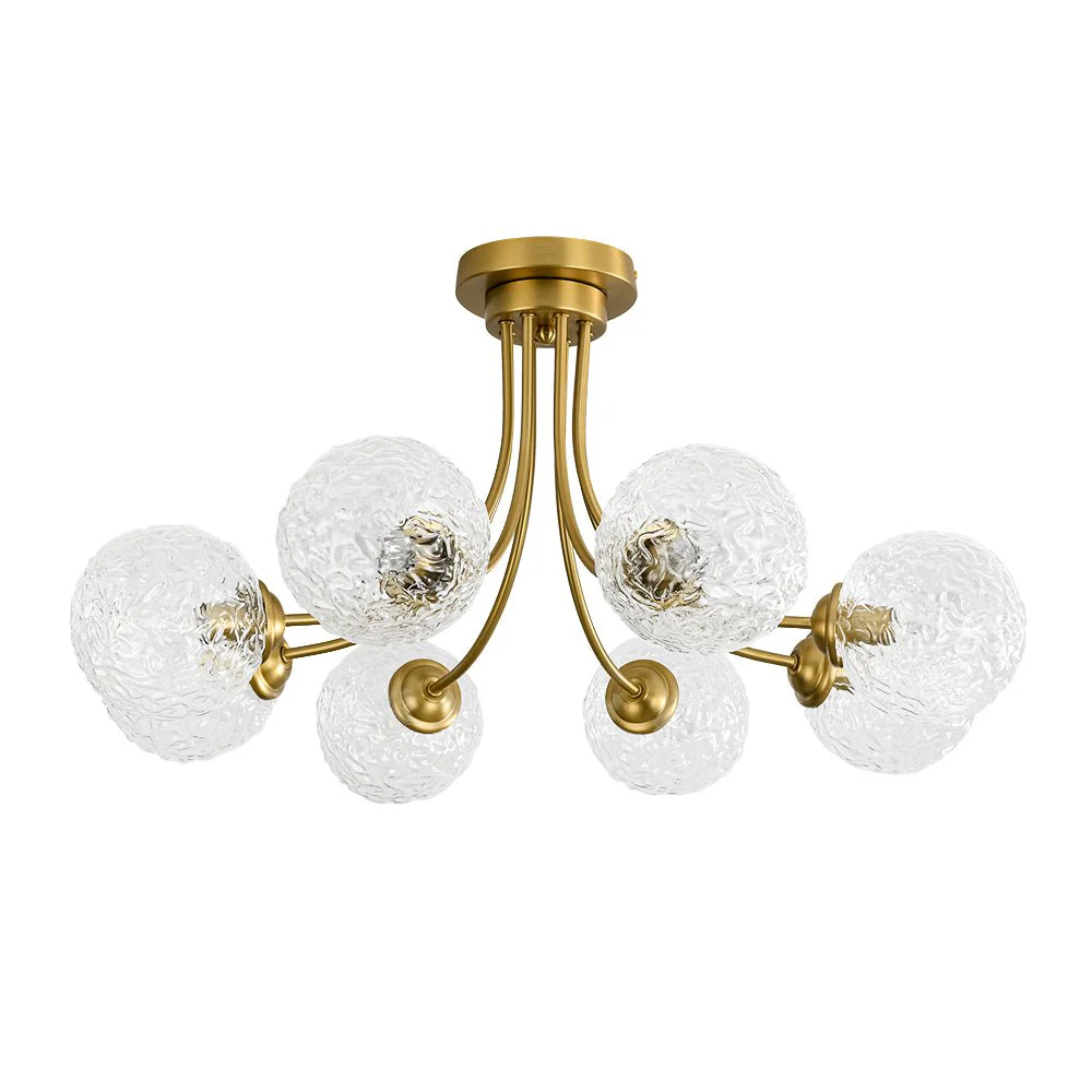 Bloom 8-Light Rippled Glass Globe Bubble Round Semi Flush - Image 4