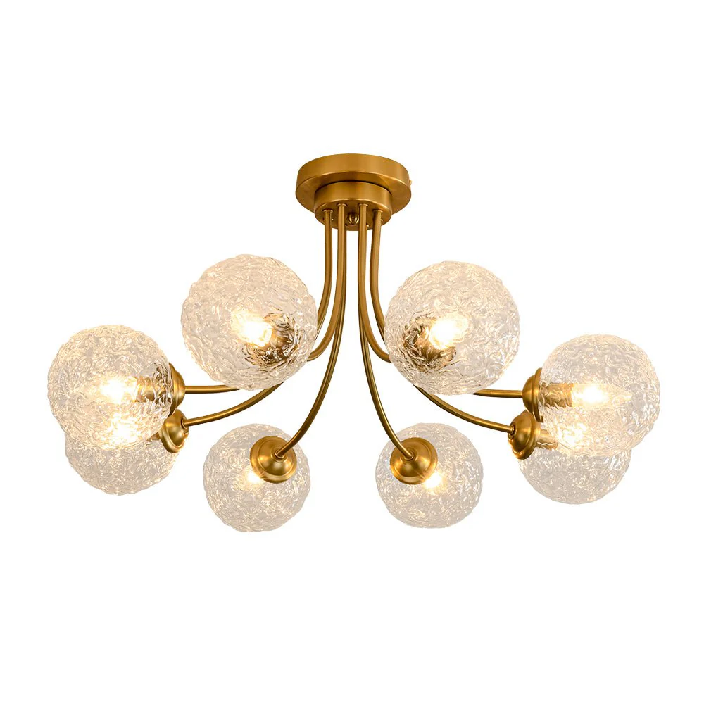Bloom 8-Light Rippled Glass Globe Bubble Round Semi Flush - Image 5