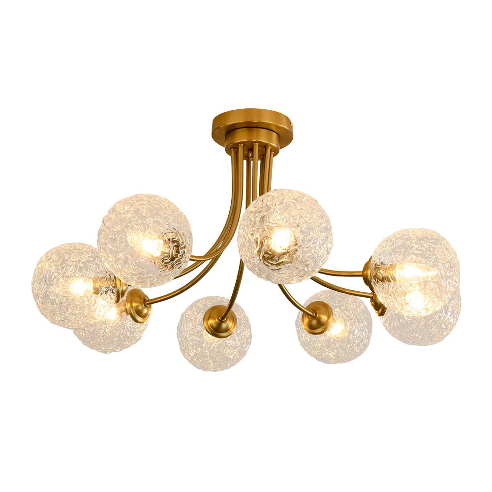 Bloom 8-Light Rippled Glass Globe Bubble Round Semi Flush - Image 6