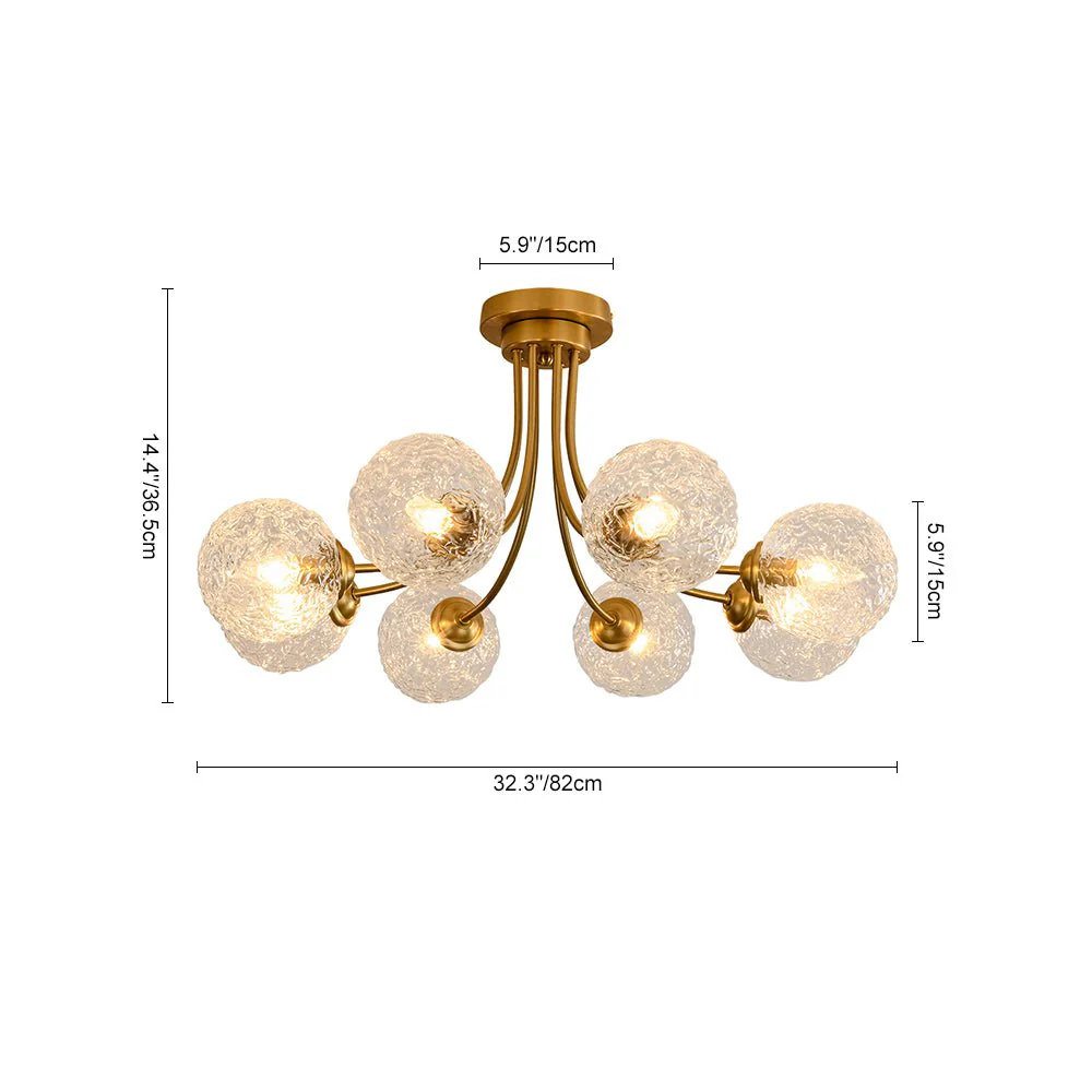 Bloom 8-Light Rippled Glass Globe Bubble Round Semi Flush - Image 9