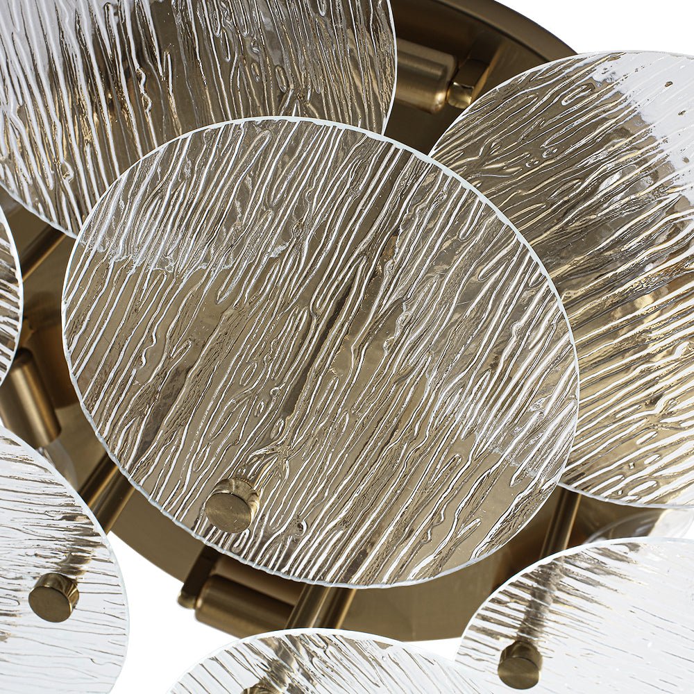 Bloom Brass 6-Light Tiered Rippled Glass Round Semi Flush Mount - Image 15
