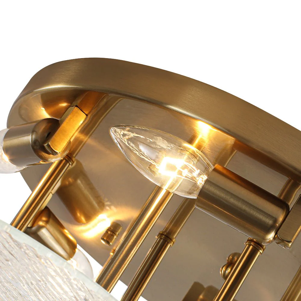 Bloom Brass 6-Light Tiered Rippled Glass Round Semi Flush Mount - Image 16