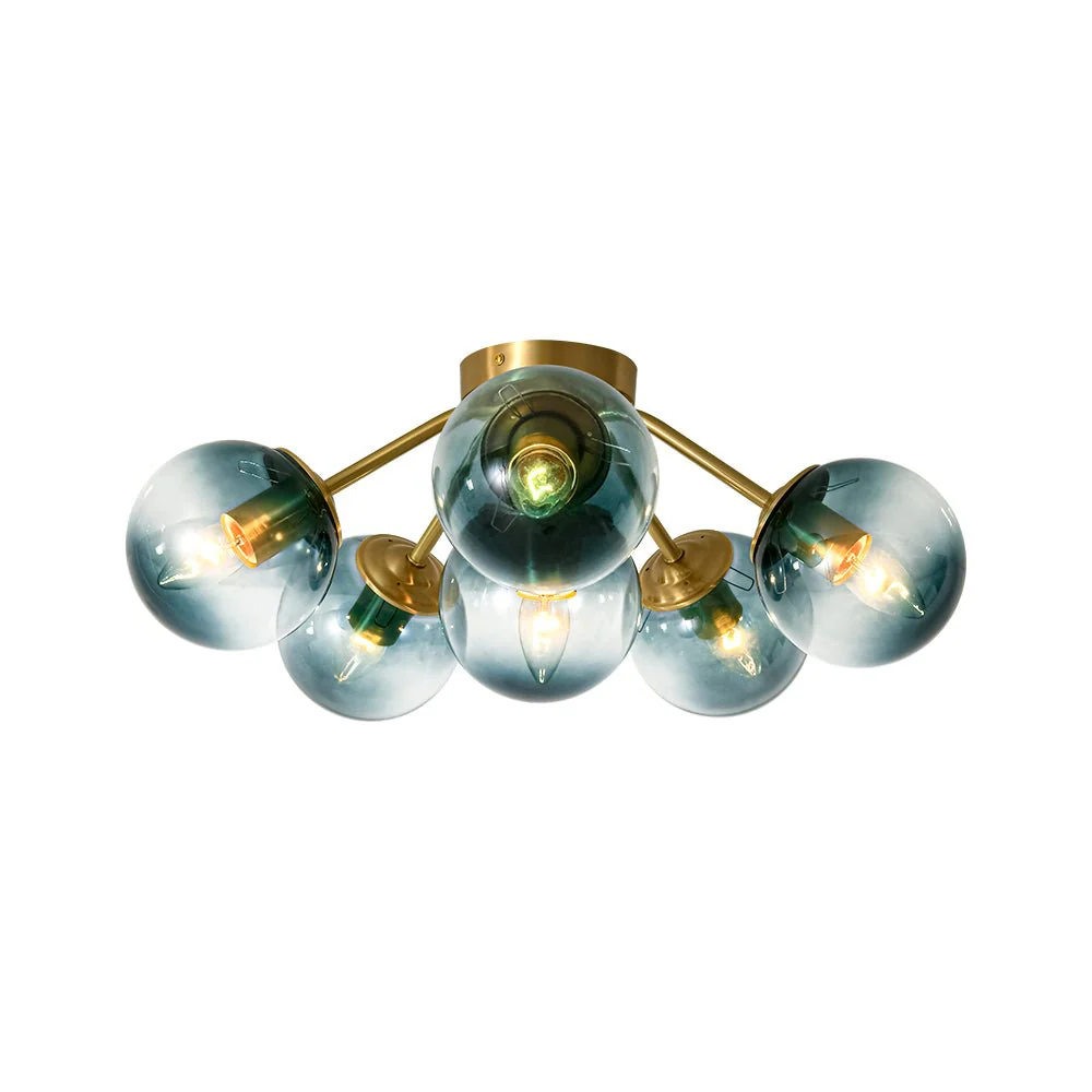 Bloom Brass Blue Glass Bubble Semi Flush Chandelier - Image 10