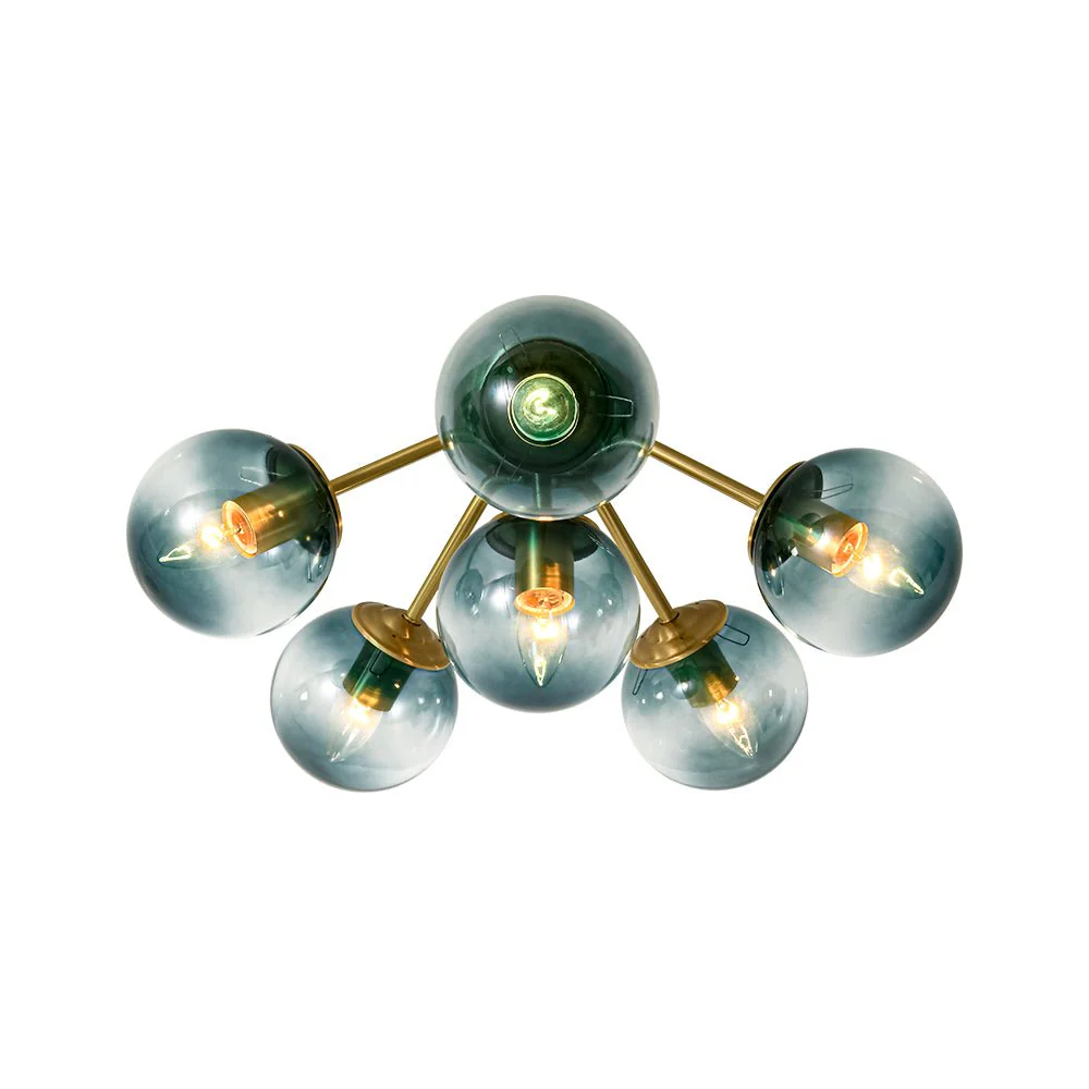 Bloom Brass Blue Glass Bubble Semi Flush Chandelier - Image 11
