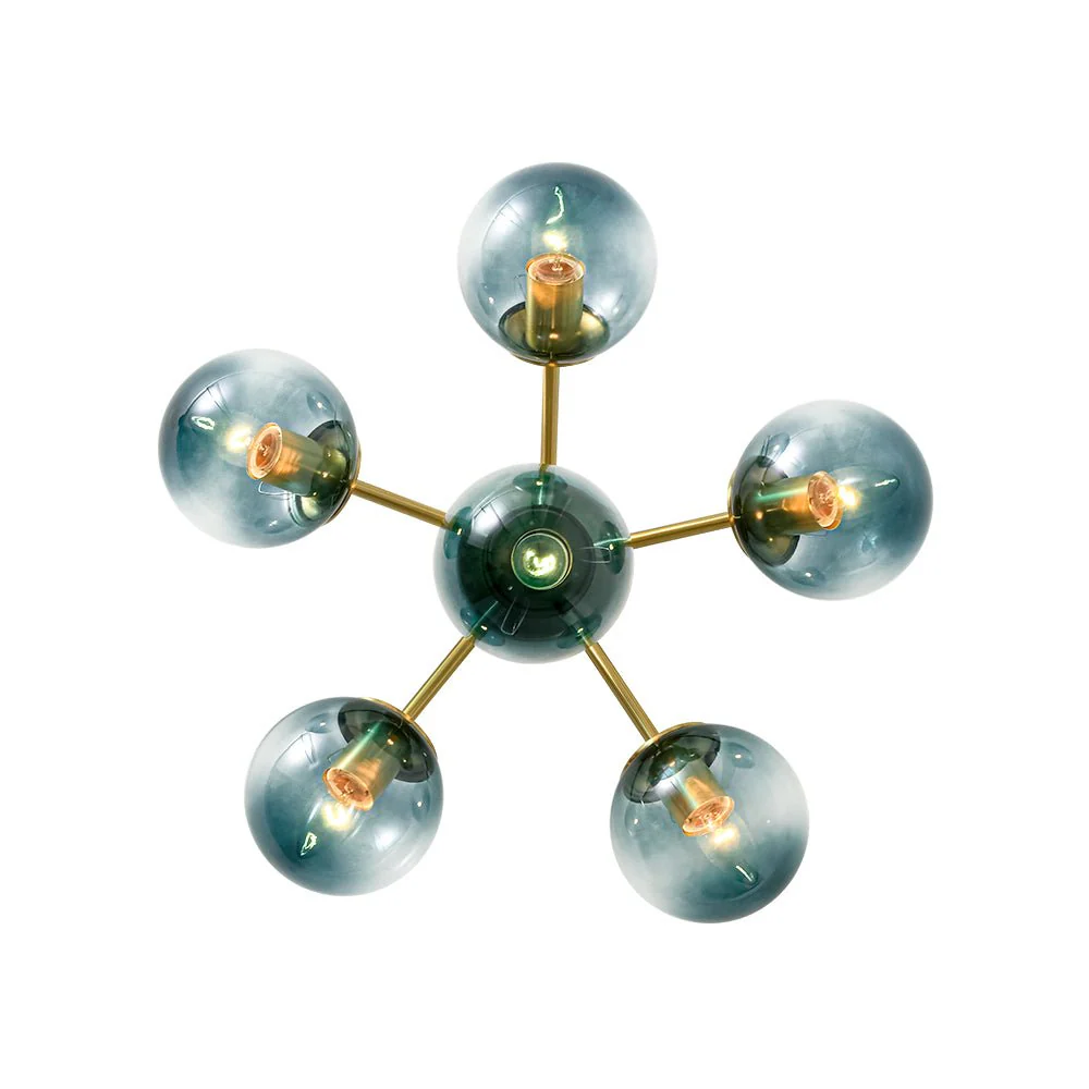 Bloom Brass Blue Glass Bubble Semi Flush Chandelier - Image 14