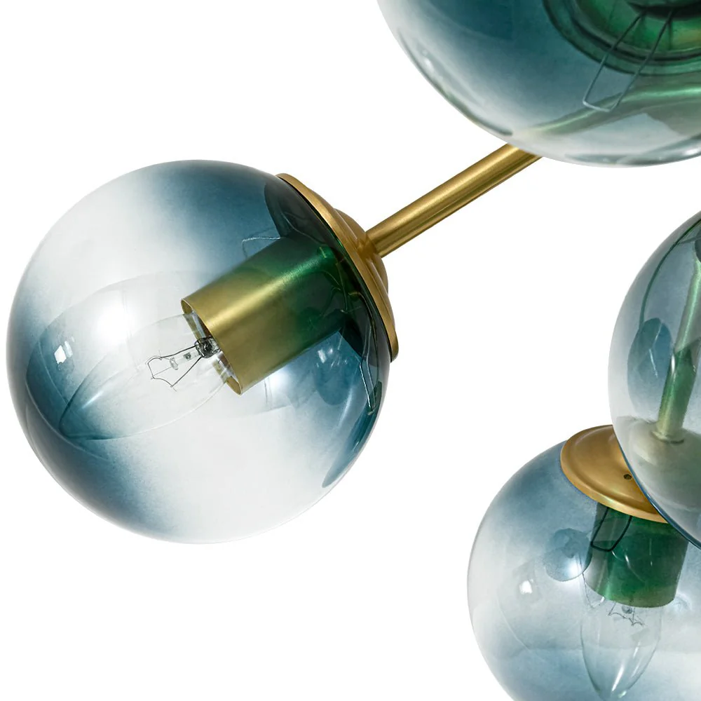 Bloom Brass Blue Glass Bubble Semi Flush Chandelier - Image 18